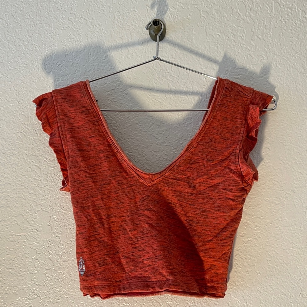 Red Ruffled Crop Blouse